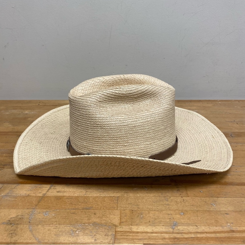 Vintage Sunbody Hat Handcrafted Palm Leaves Houston Texas Guatemala 6 7/8 (55) View 4